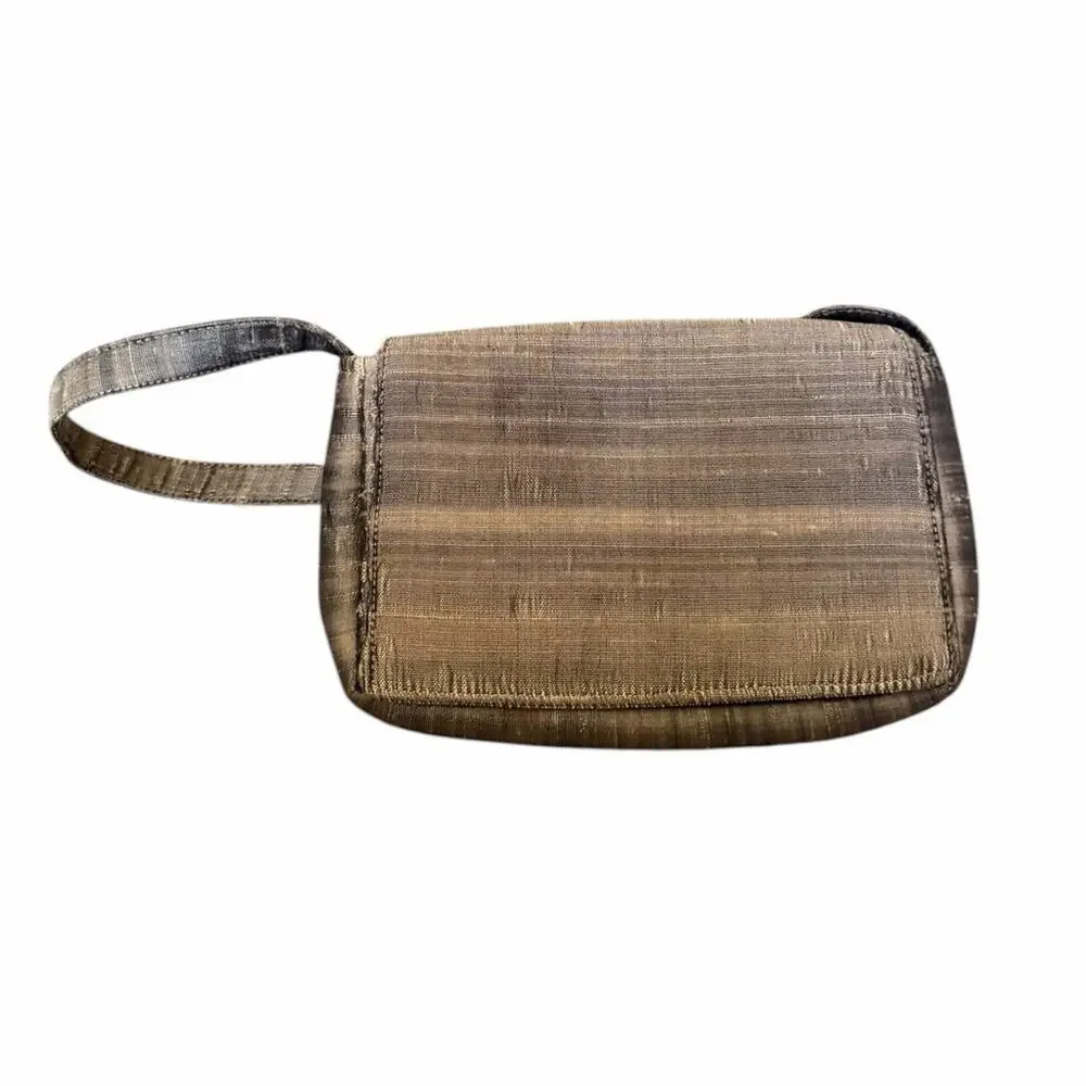 S Malhan Bronze Metallic Evening Clutch Wristlet Formal Party Handbag